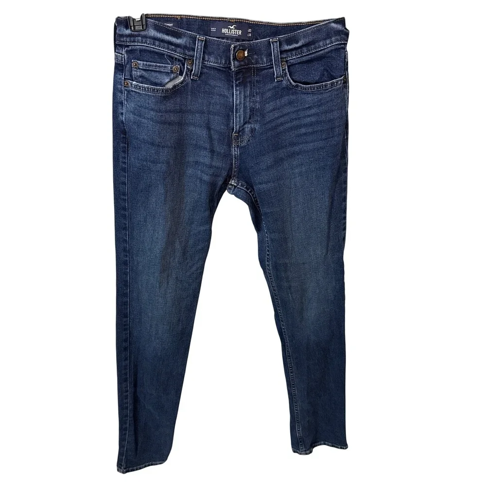 Hollister Mens Slim Straight Epic Flex Jeans Dark Wash Blue 30x34 331D2254
